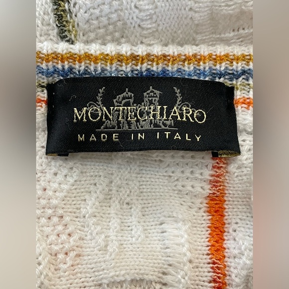 Montechiaro Multicolor Knit Striped V-Neck Men’s Sweater Large - Picture 7 of 9